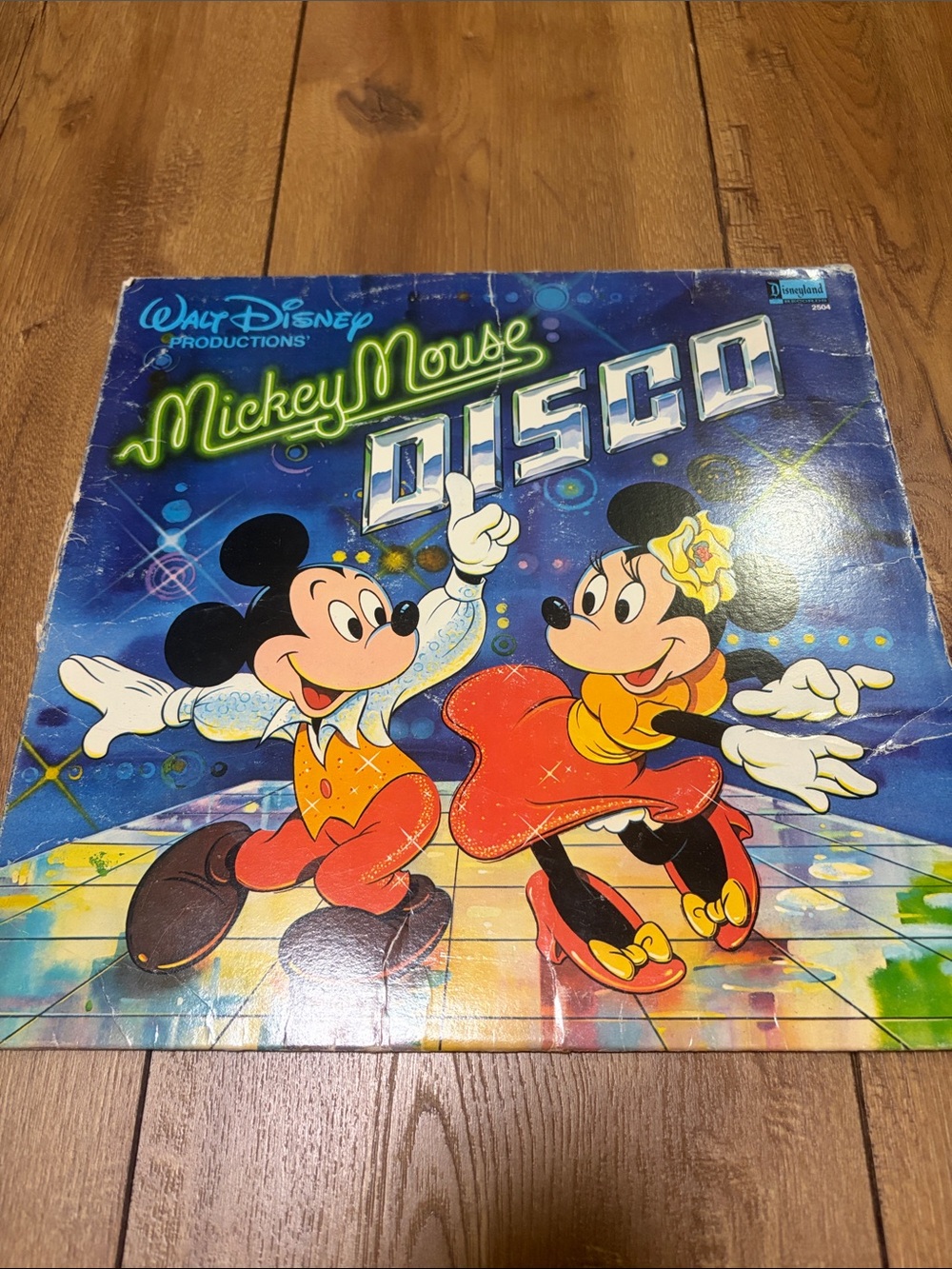 Disney Mickey Mouse Disco Vinyl Cover with Blue, Red, Yellow Artwork